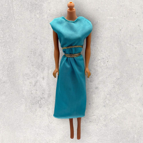 Vtg Superstar Barbie Best Buy Fashion #2769 Turquoise Dress Gold Tie 1979 Mattel - Picture 2 of 10